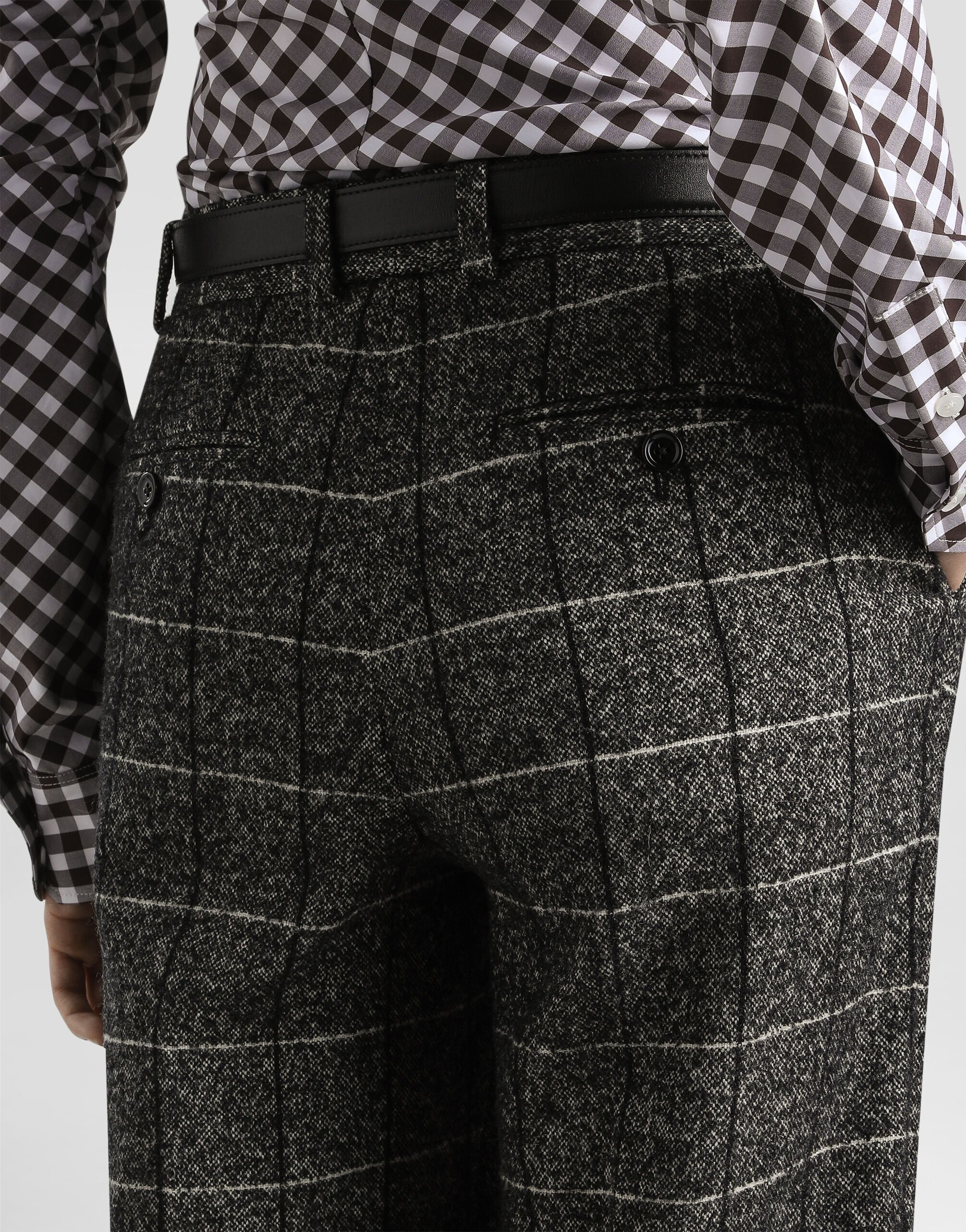 Wool trousers with check print - 4