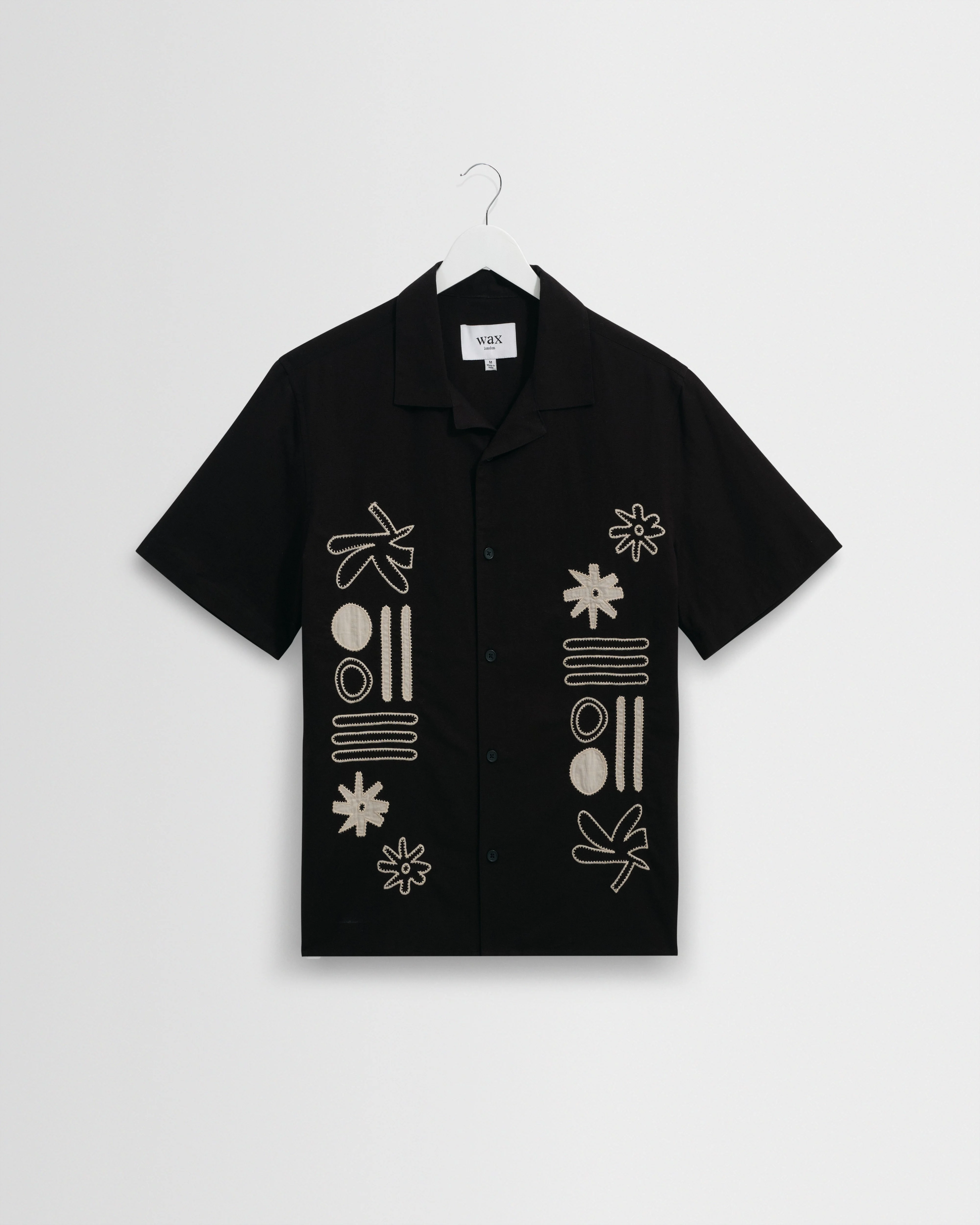 Didcot - Black And Ecru Abstract Applique Short-Sleeve Shirt - 1