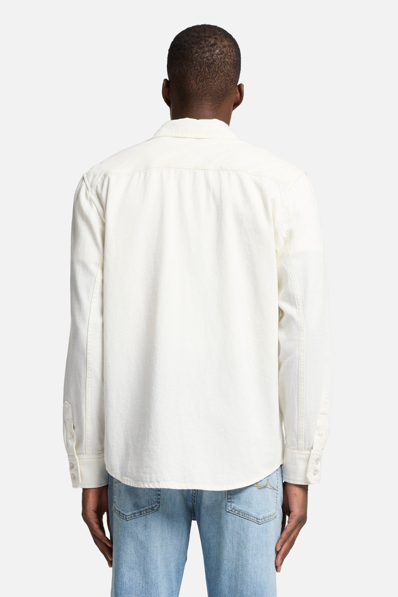 Denim Linen Overshirt in White 5