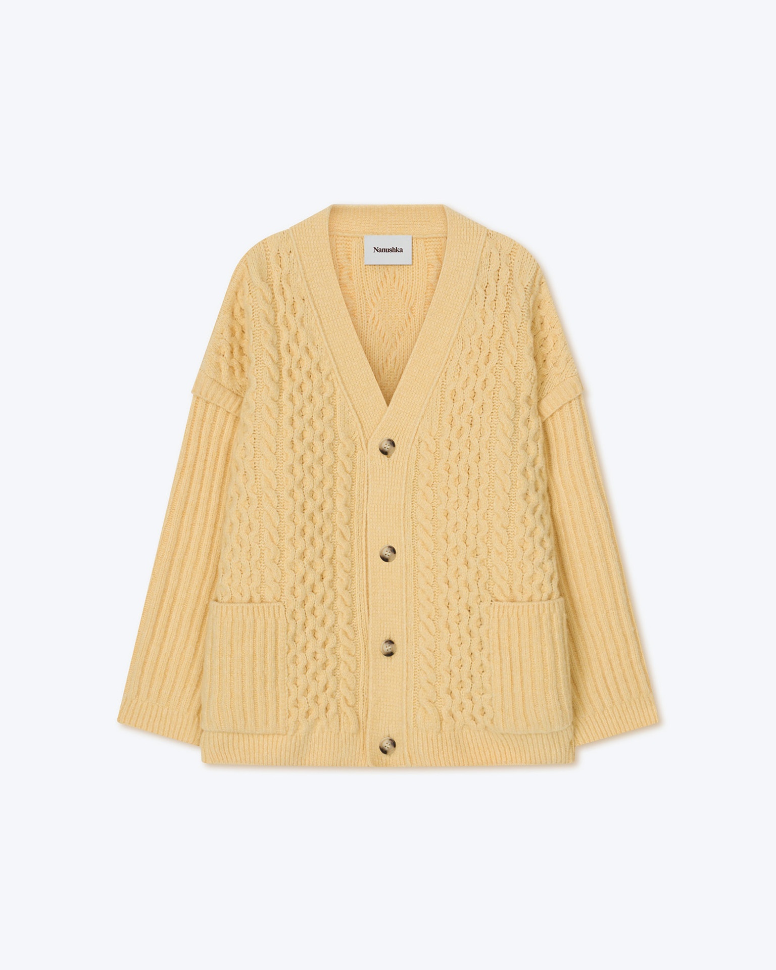 ELMO - Cable knit cardigan - Pale yellow - 1
