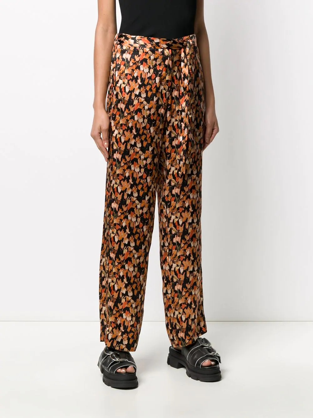 graphic print belted trousers - 3