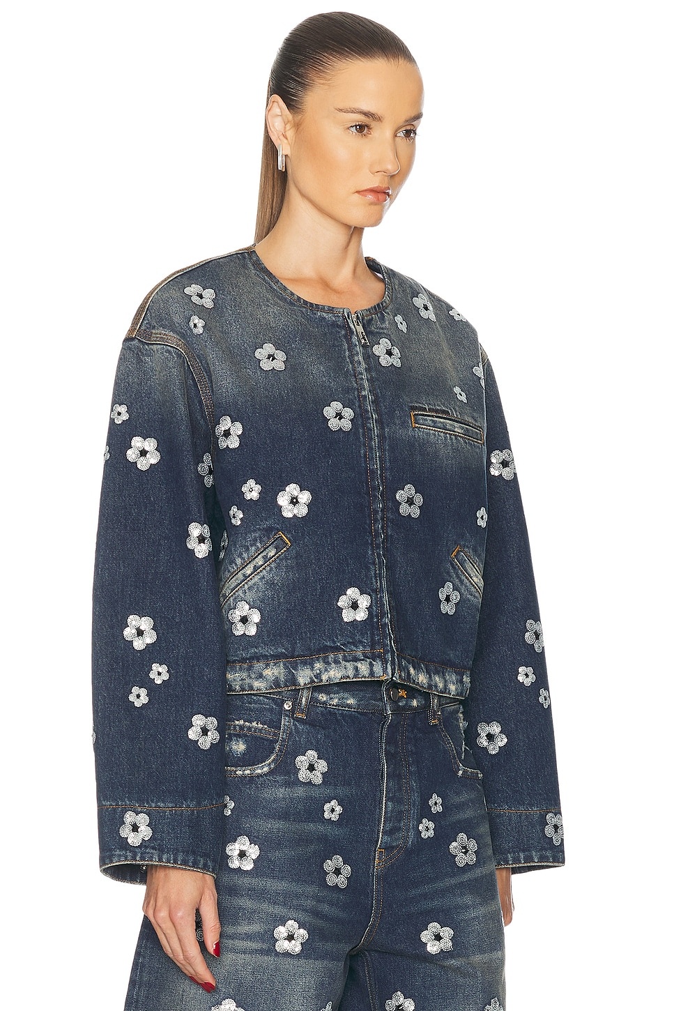 Sequin Daisy Cropped Jacket - 2
