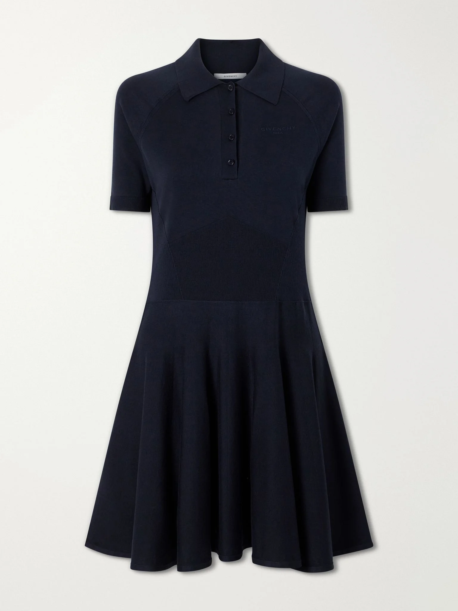 Ribbed cotton-blend polo dress Navy - 1