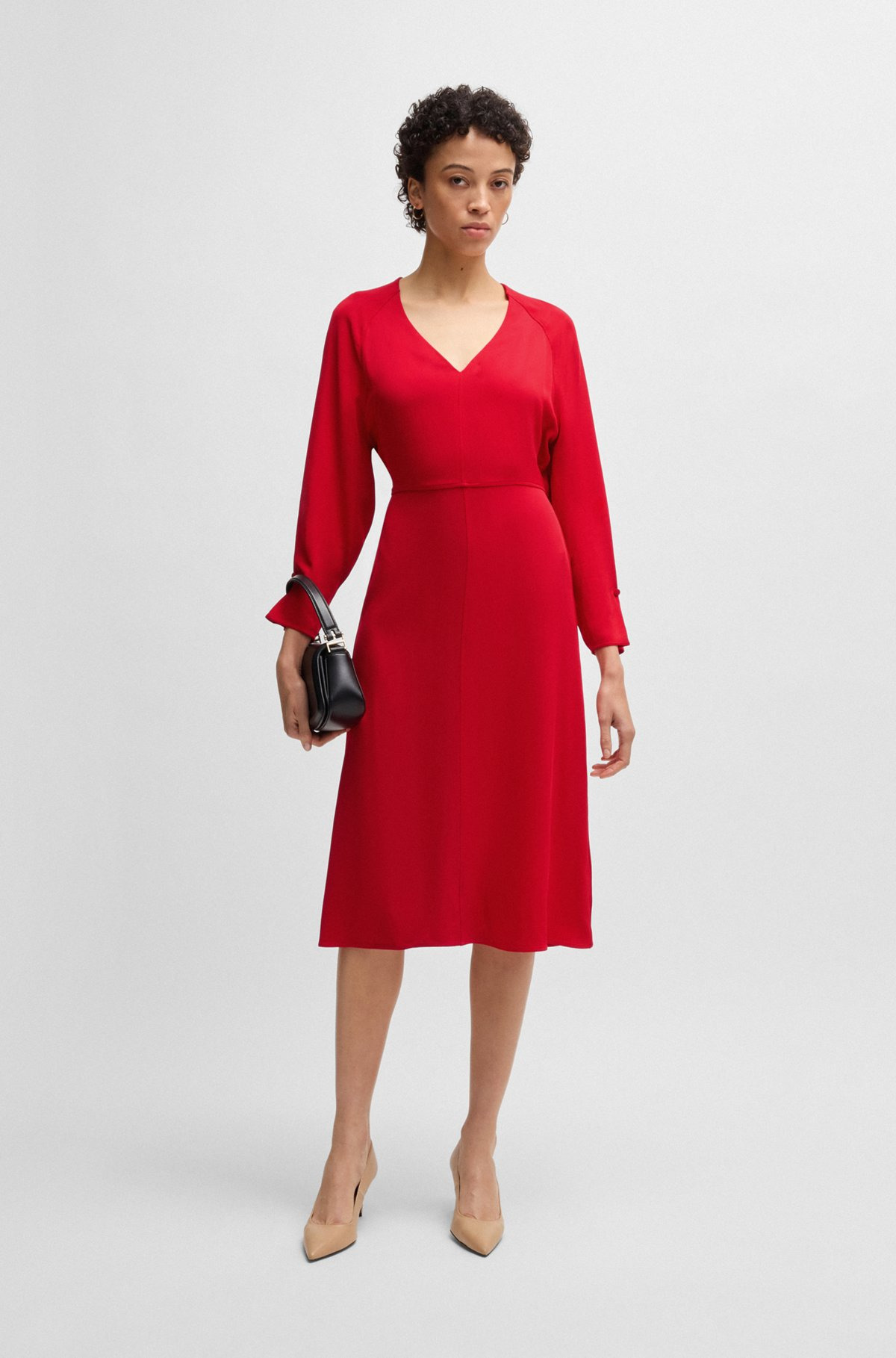 V-NECK DRESS WITH BUTTON CUFFS - 2