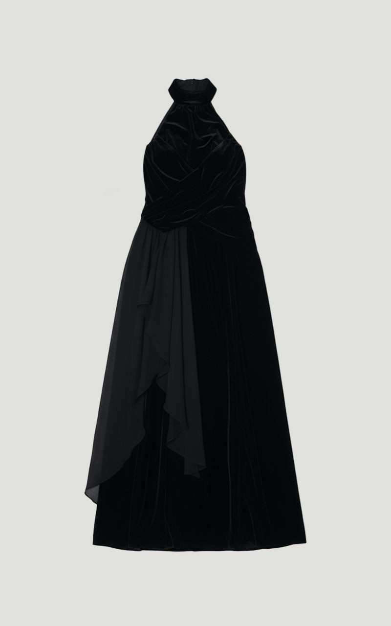 Petite Velvet Cross Front Woven Maxi Dress - 1