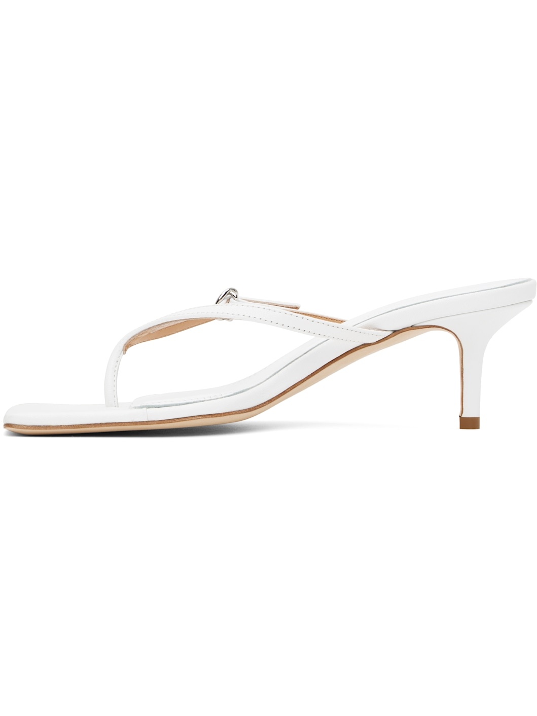 White Leigh Leather Toe-Post Heeled Sandals - 3