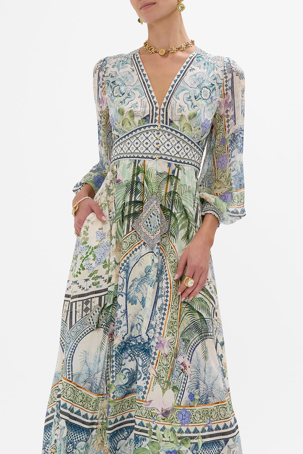 BUTTON DRESS WITH SHAPED WAISTBAND - 5