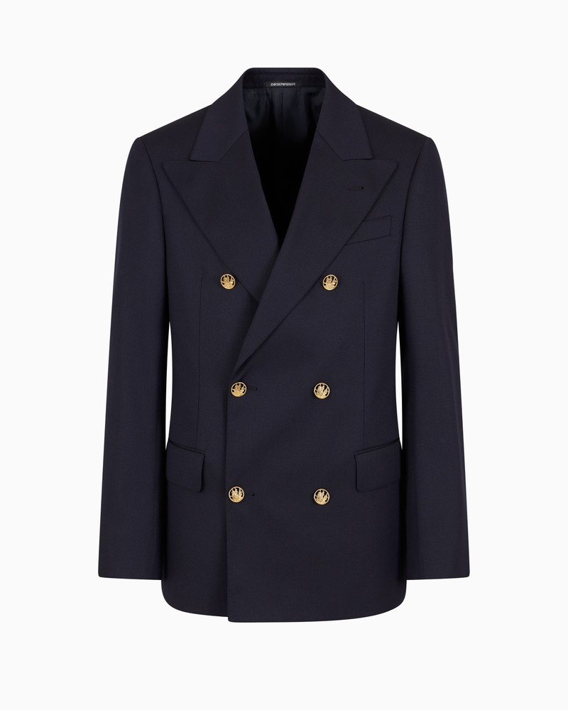DOUBLE-BREASTED JACKET IN COMPACT WOOL COVER FABRIC 1