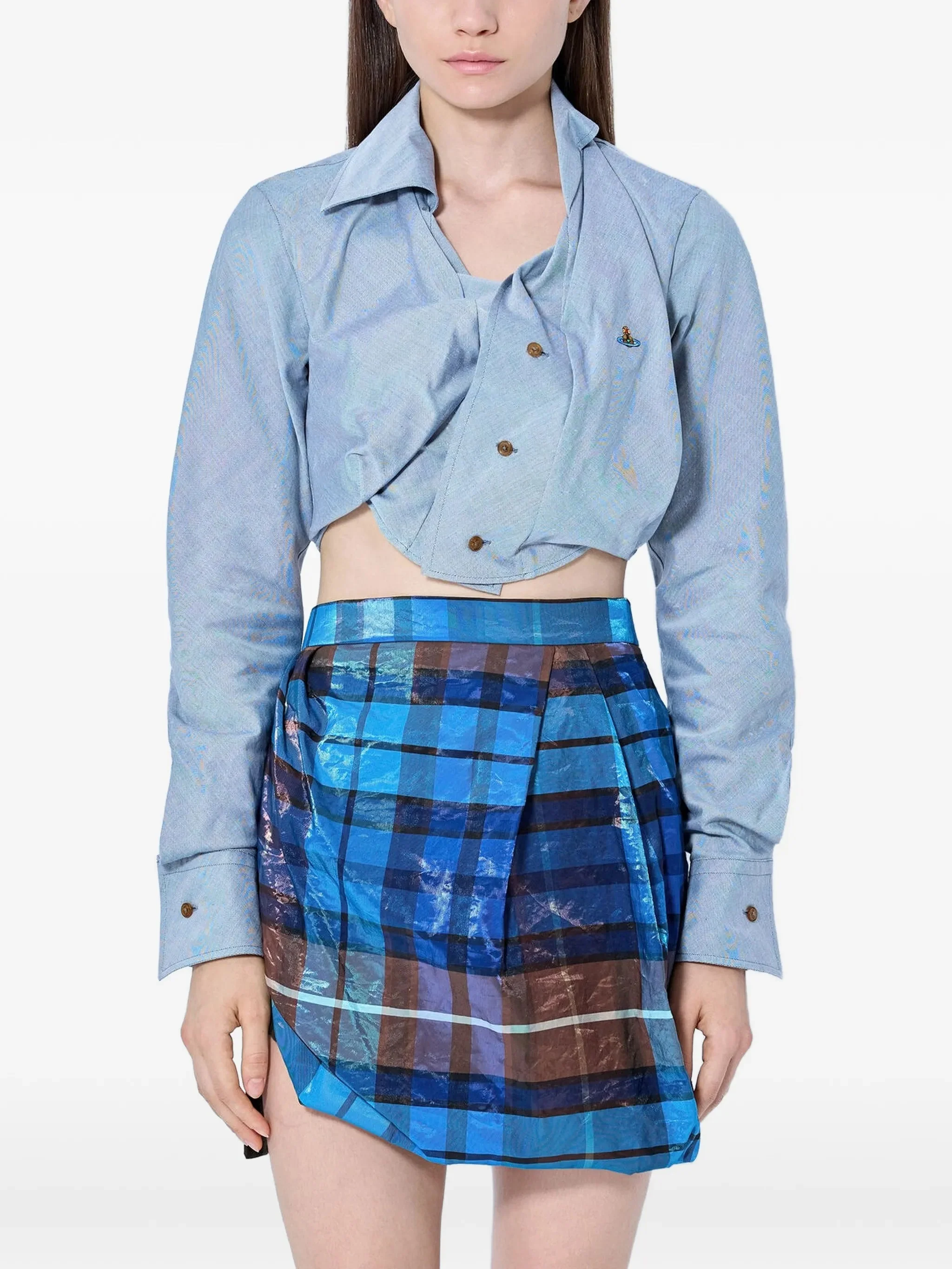 Vivienne Westwood Asymmetrical Cropped Shirt With Classic Collar And Button Placket.Classic CollarBu - 1