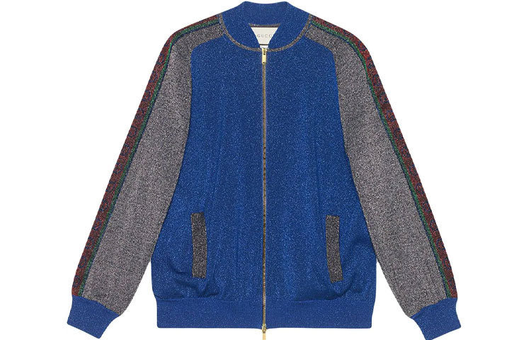 (WMNS) Gucci Wool Lamé Bomber Jacket 'Blue Red Multicolor' 579749-XKAQ9-4034 - 2