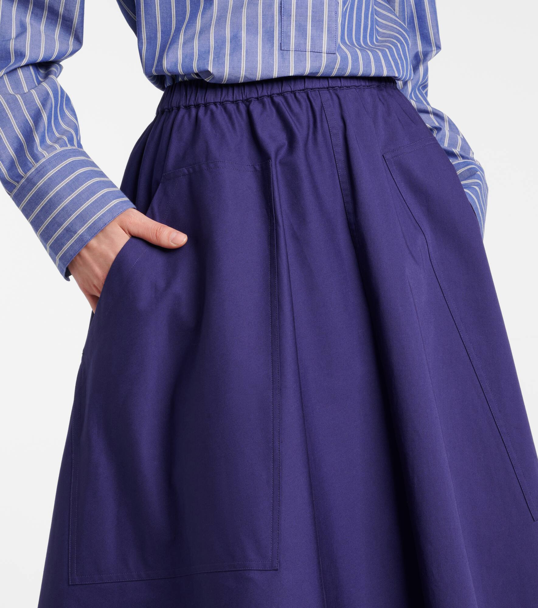 High-rise cotton midi skirt - 4