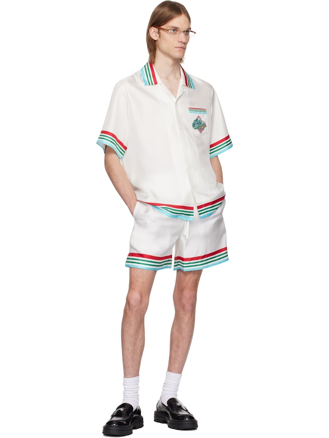 White 'Casa Way' World Series Silk Shorts - 4