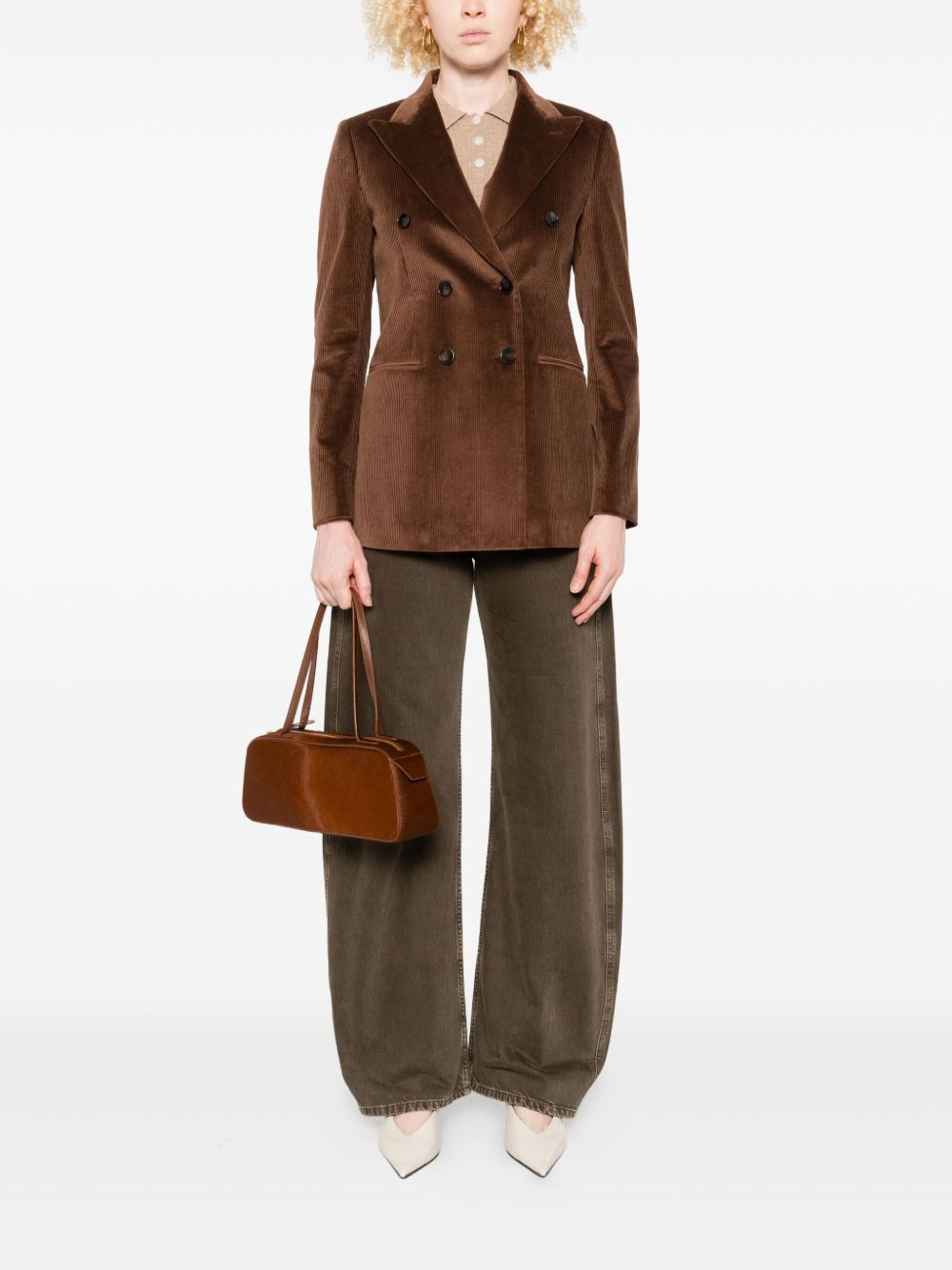 double-breasted corduroy blazer - 2