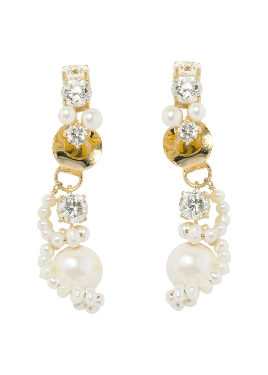 Completedworks Pearl and Zirconia-embellished 18kt Gold Vermeil Earrings - 1