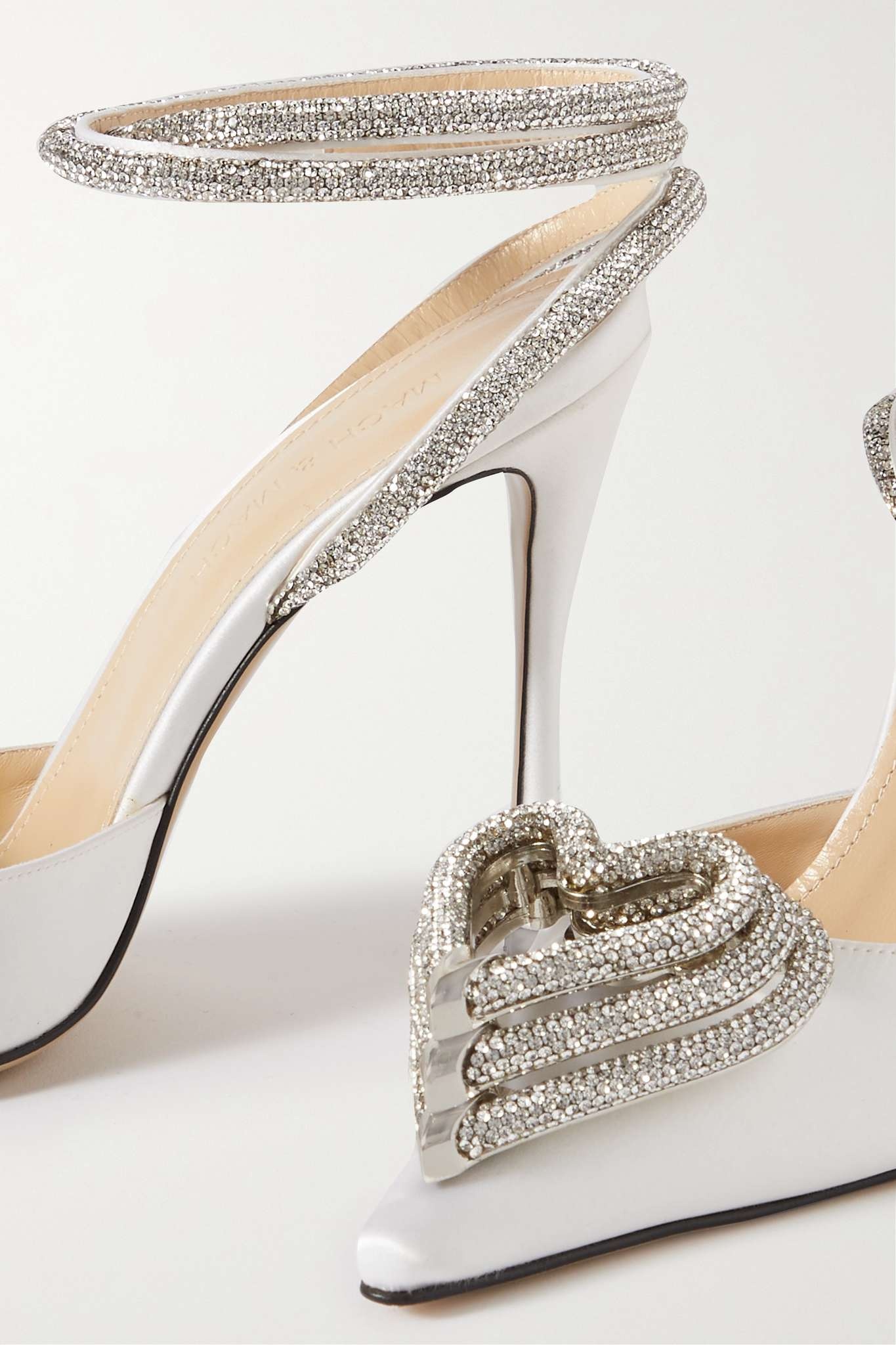 Triple Heart crystal-embellished satin pumps - 4