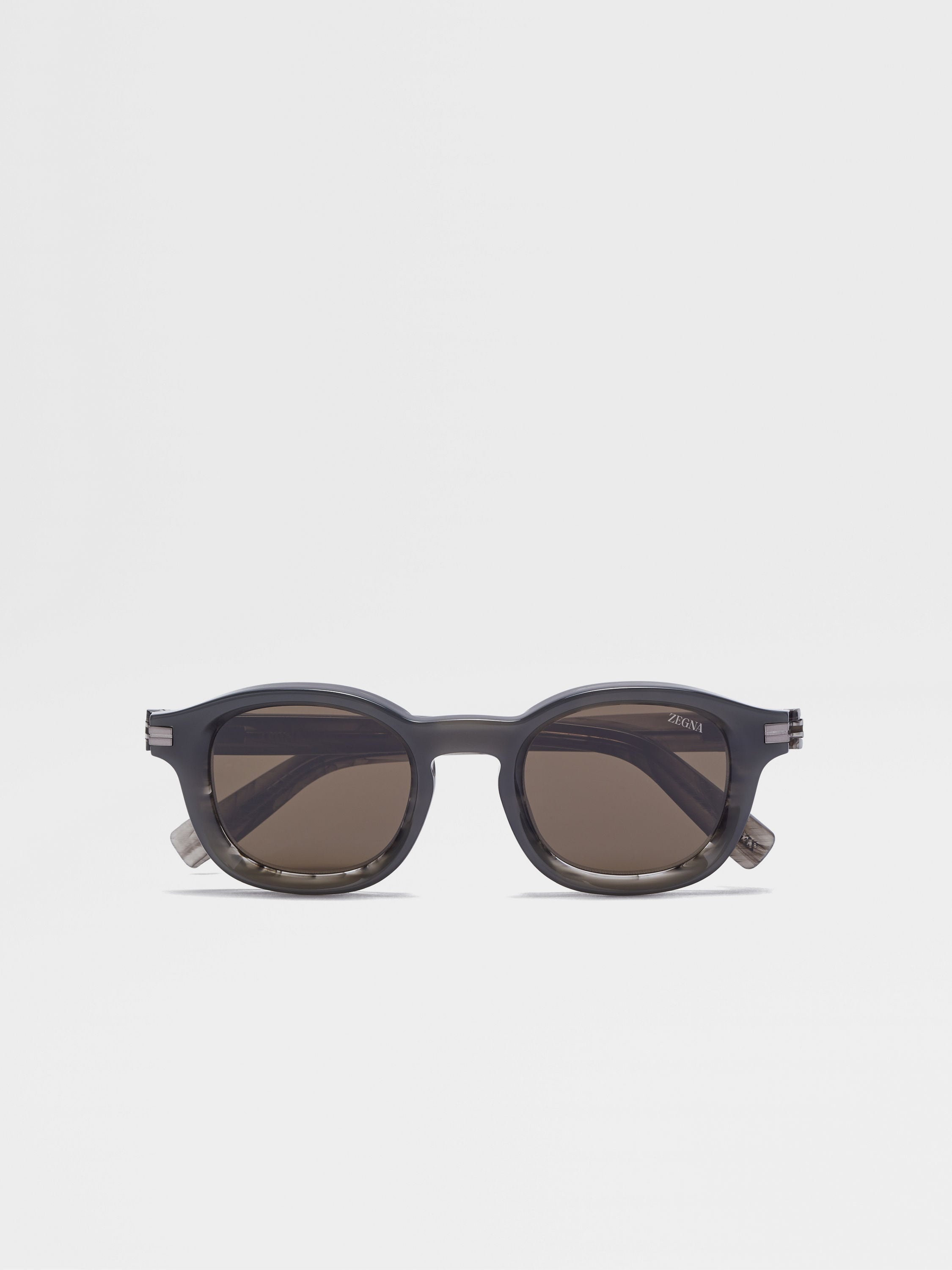 OPAL GREY AND STRIPED GREY AURORA I ACETATE SUNGLASSES - 1