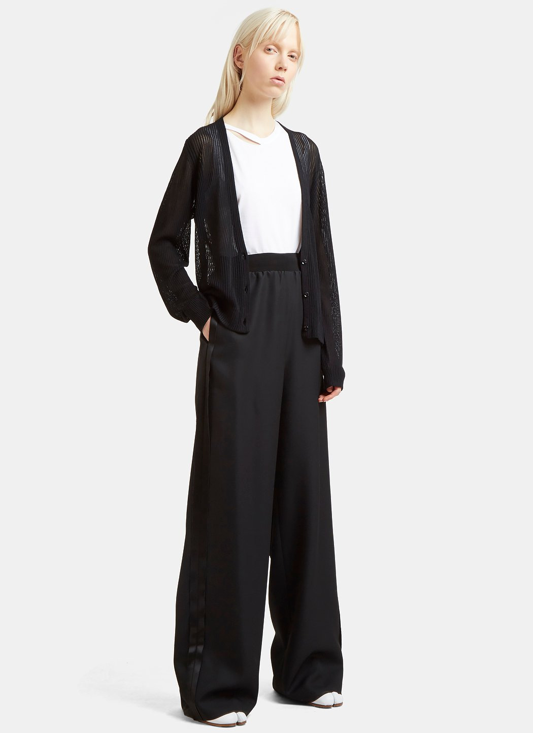 Maison Margiela Women Long Flared Tuxedo Stripe Pants - 2