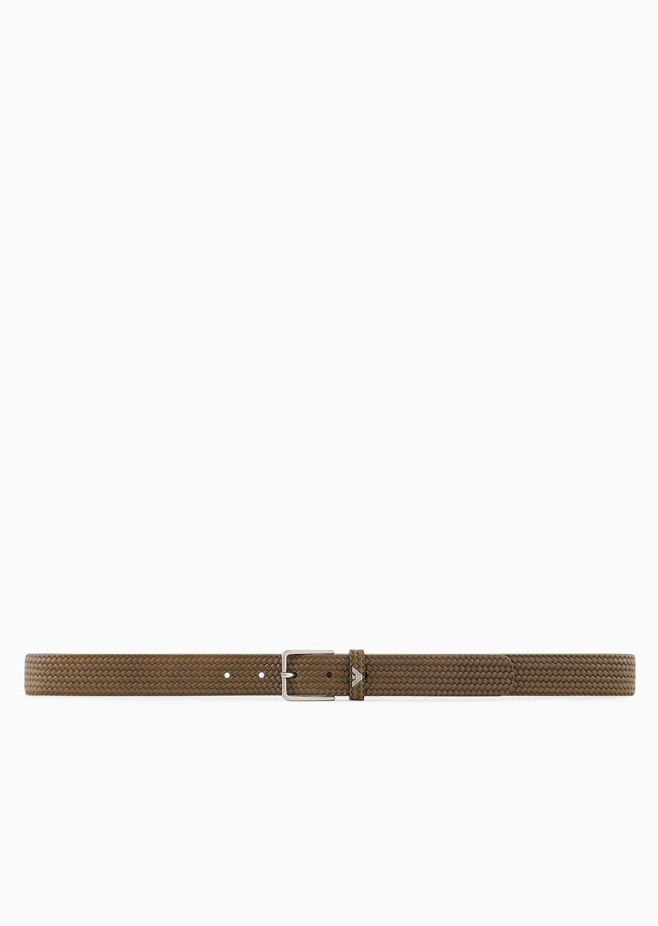 Leather belt with braided-effect print - 3