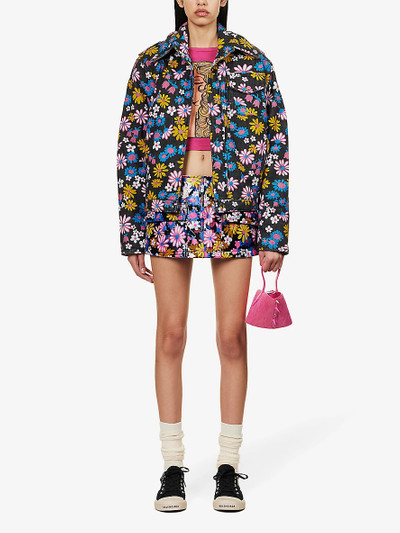 ERL Floral-pattern mid-rise denim mini skirt outlook