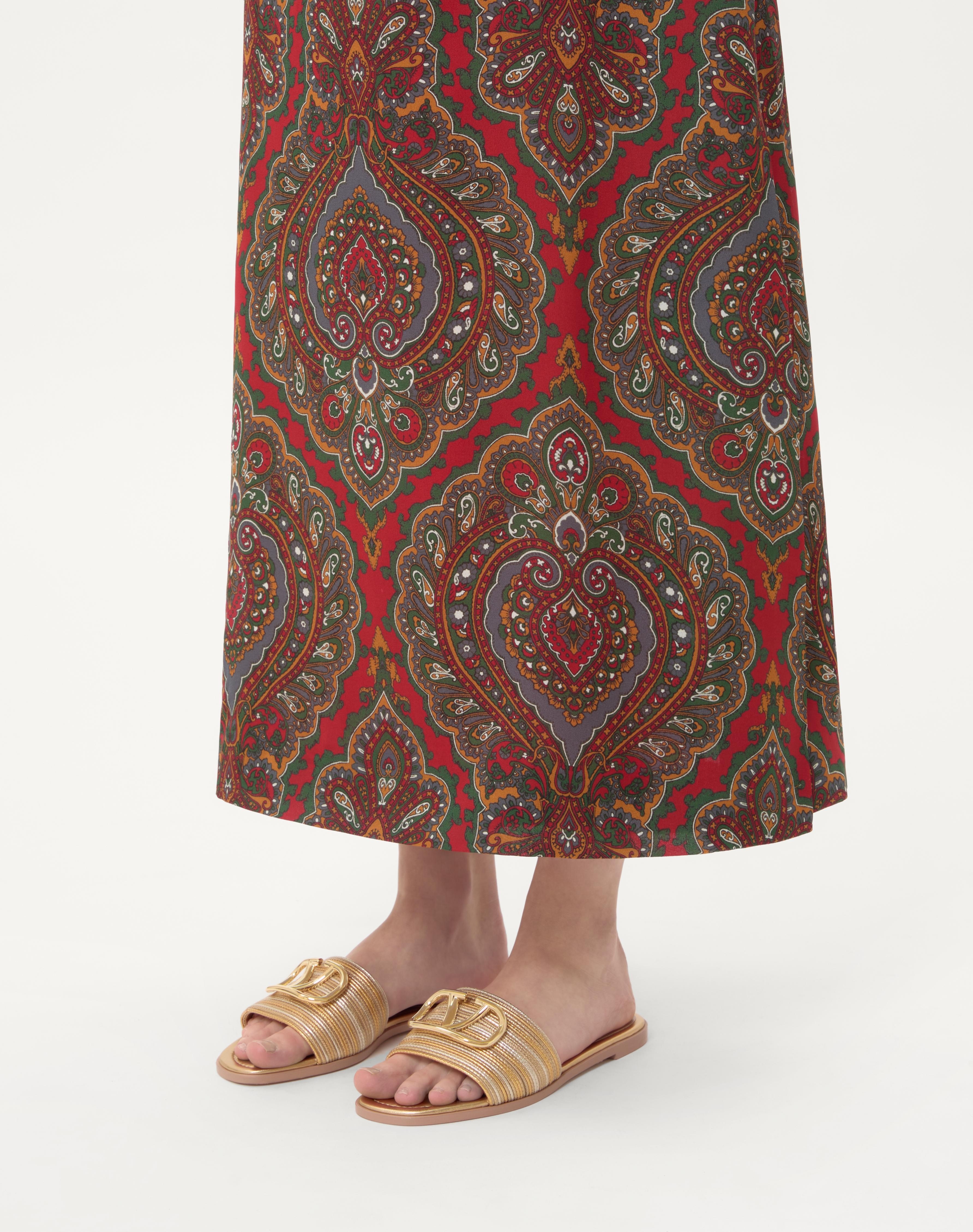 VLOGO SIGNATURE METALLIC LEATHER SLIDE SANDAL WITH CORNELY EMBROIDERY - 2