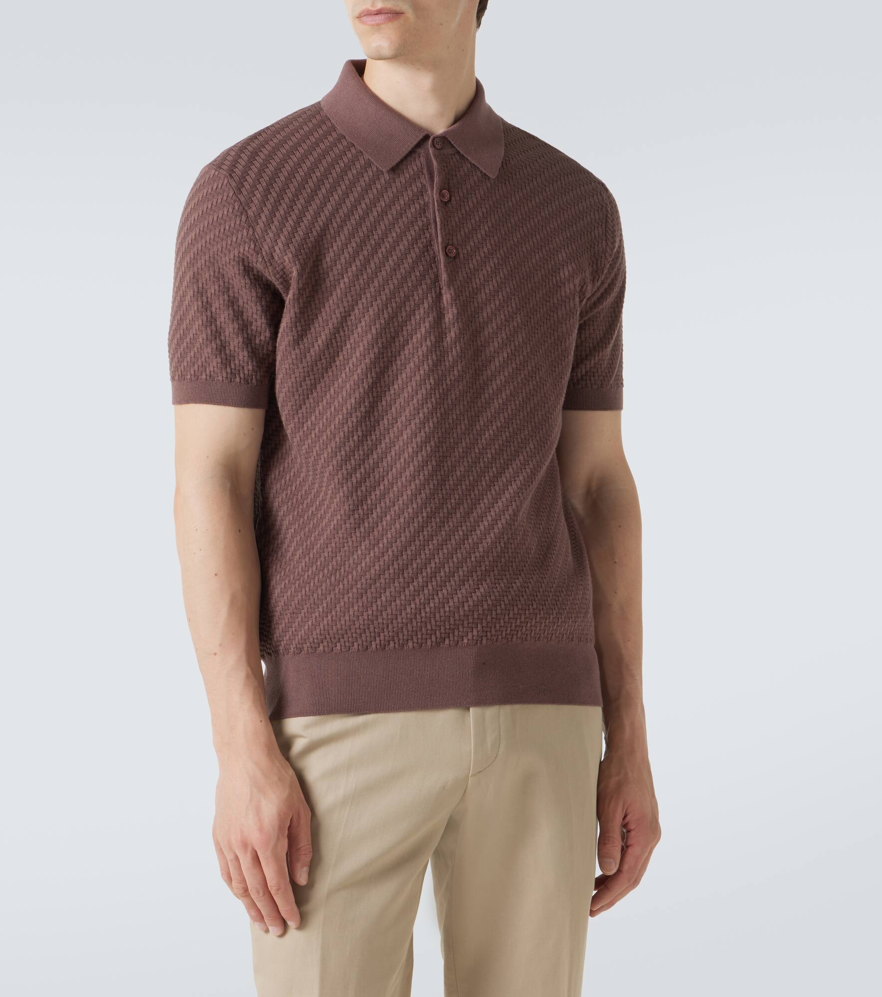 Cotton, silk, and cashmere polo shirt - 3