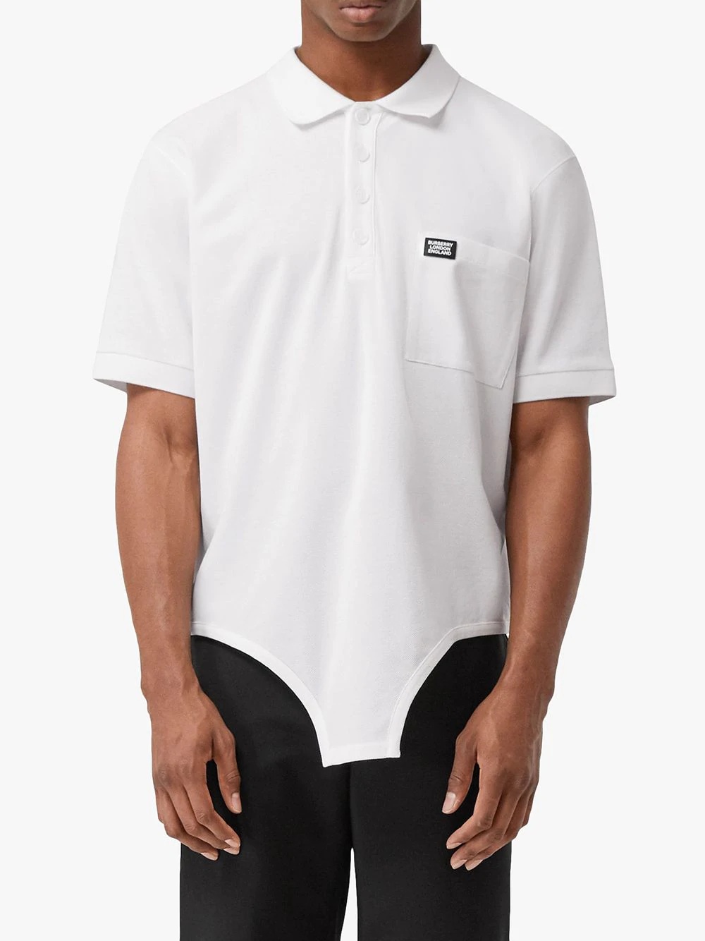 cut-out hem deconstructed polo shirt - 3