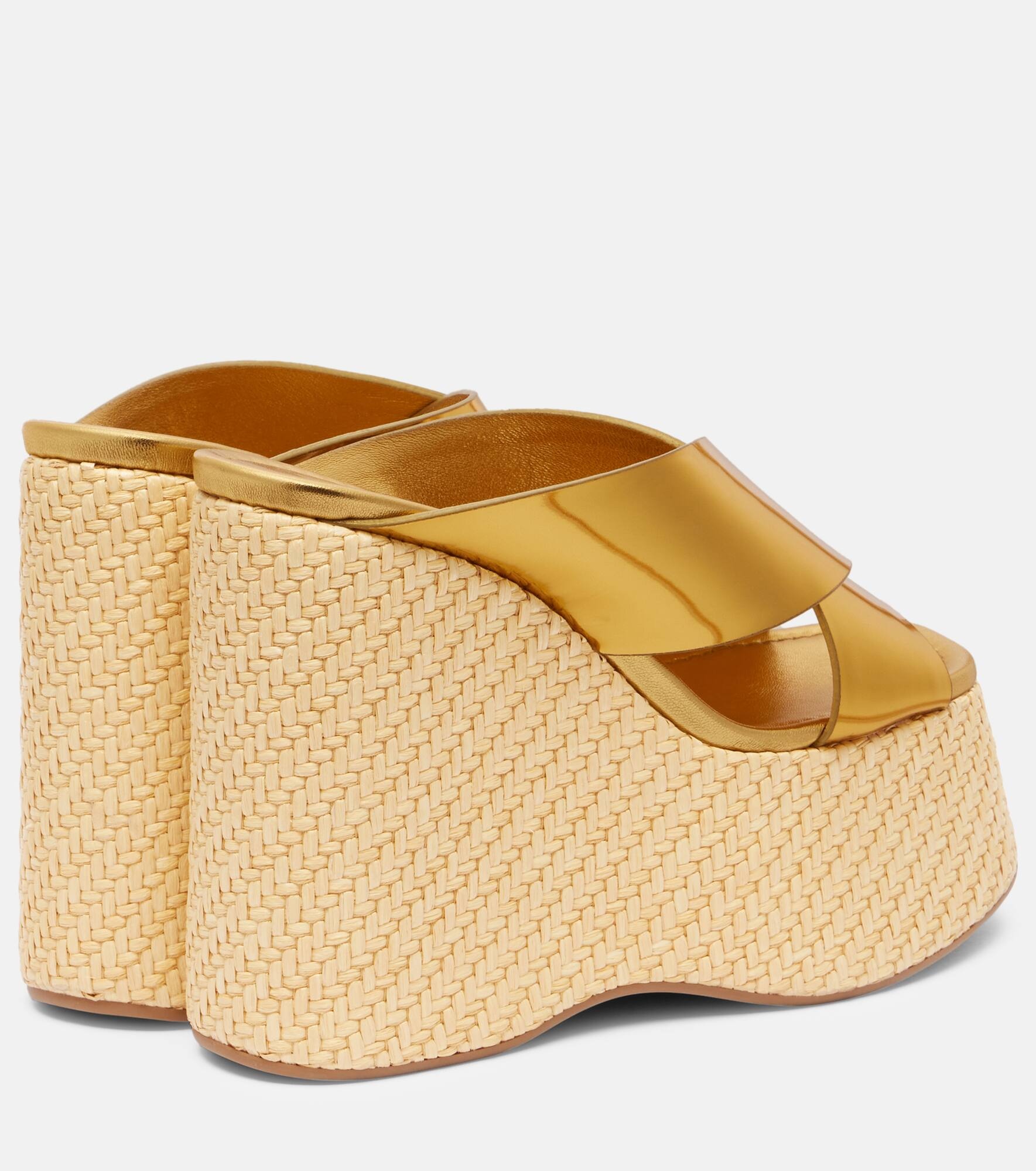 Mara metallic leather wedge mules - 2