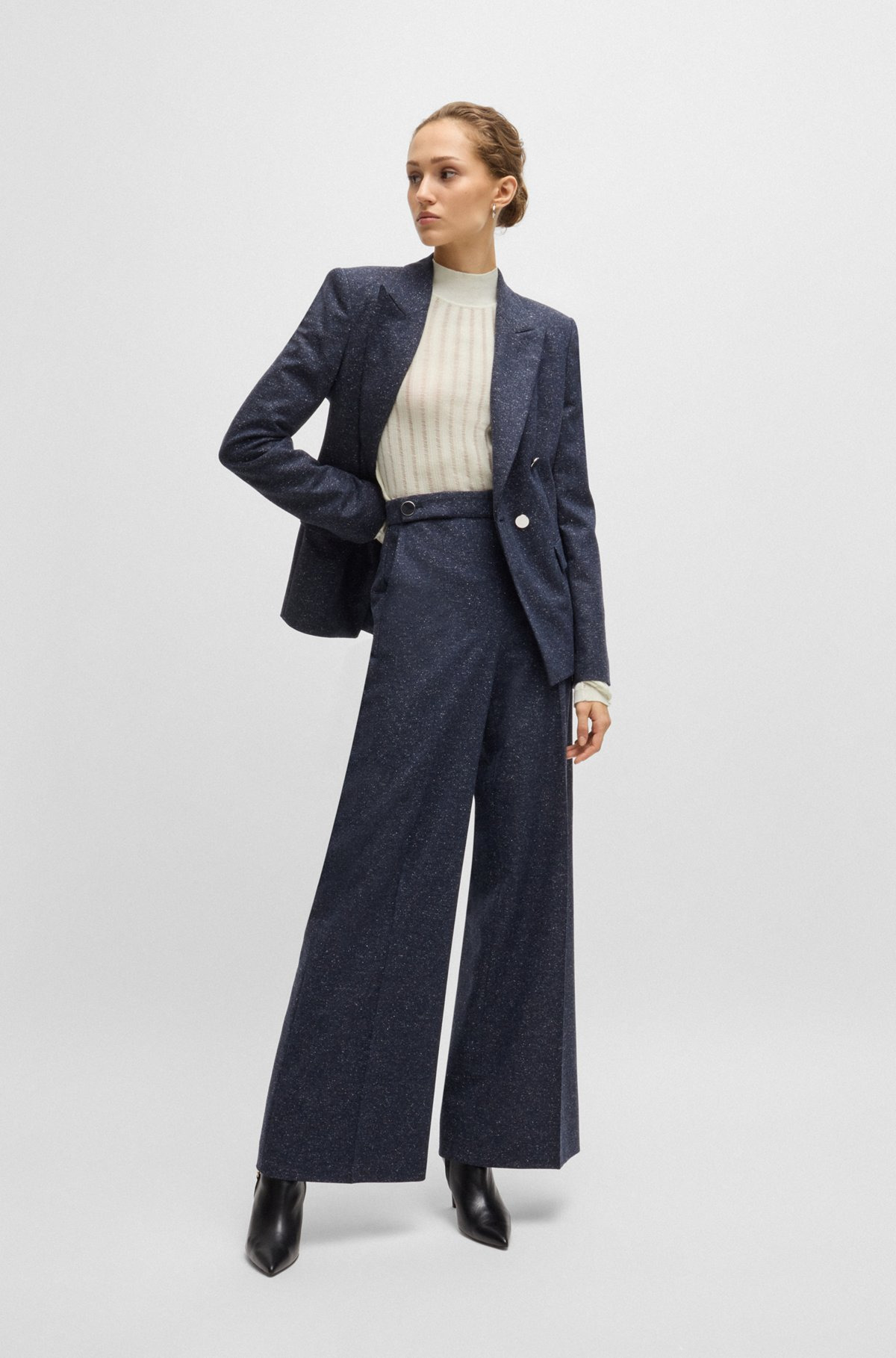 WOOL SWEATER WITH STRUCTURED STRIPES - 3