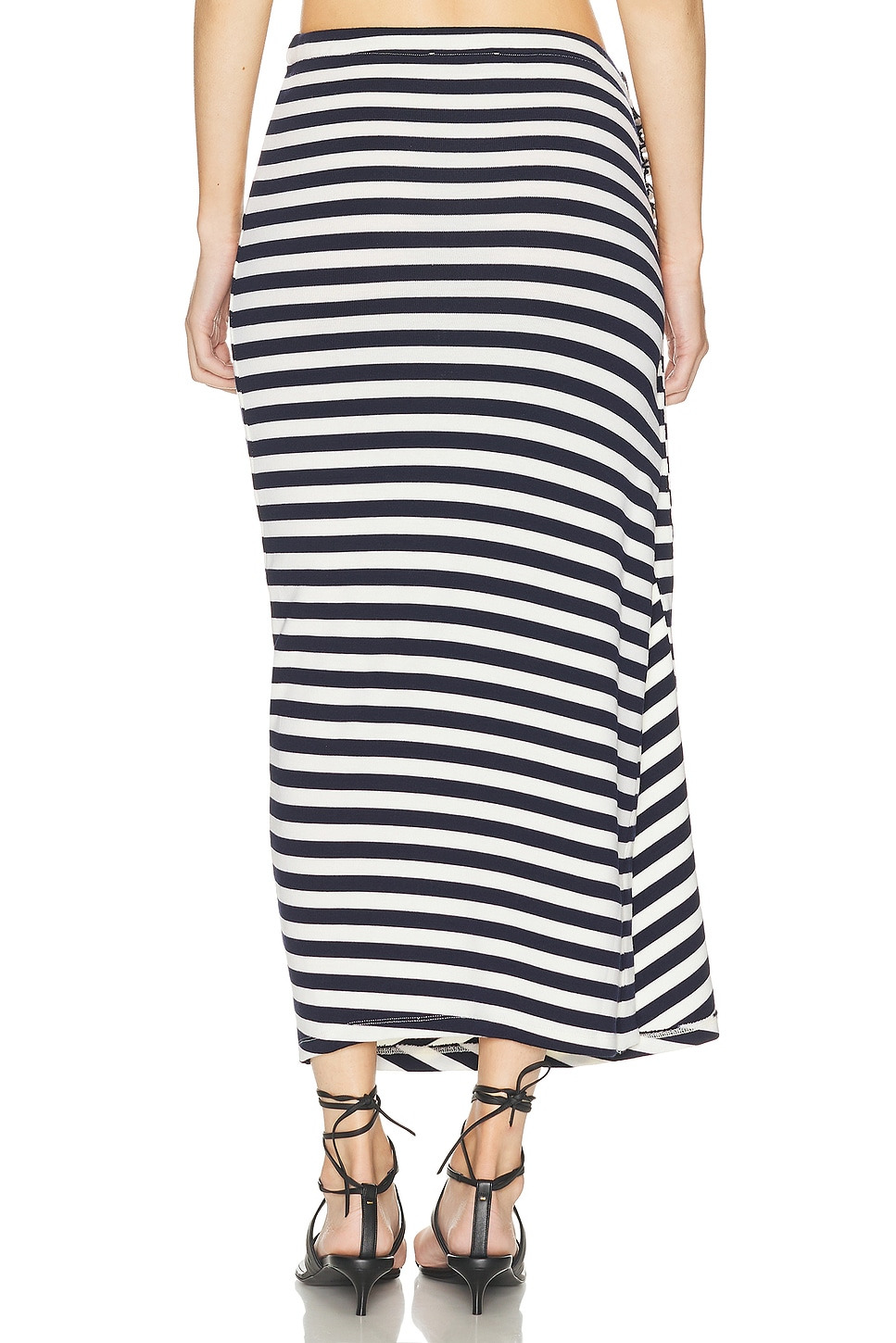 Striped Draped Midi Skirt - 5