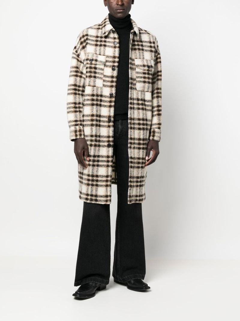 plaid-check long shirt jacket - 2