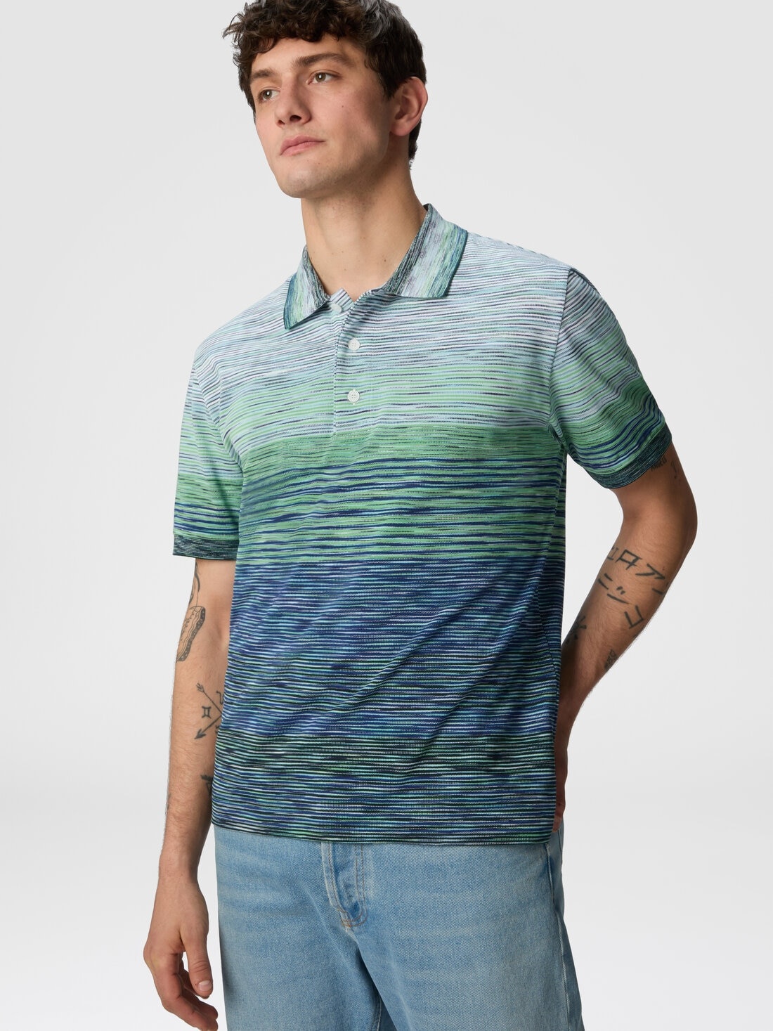 Polo shirt in shaded slub cotton piqué - 4