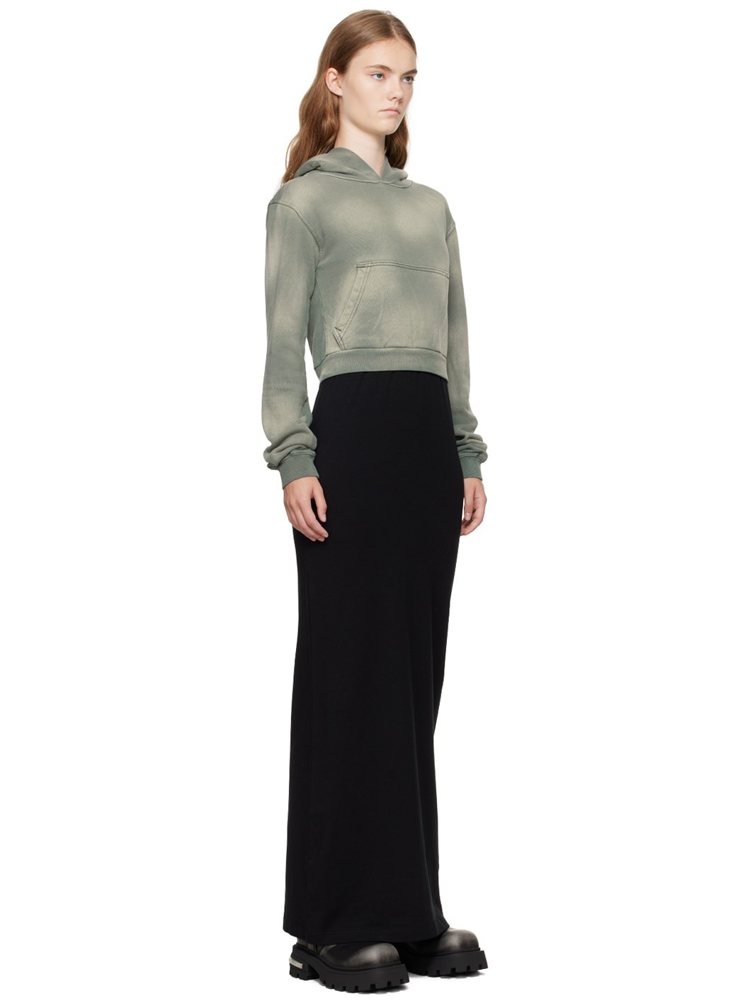 Green & Black Layered Hoodie Dress - 2
