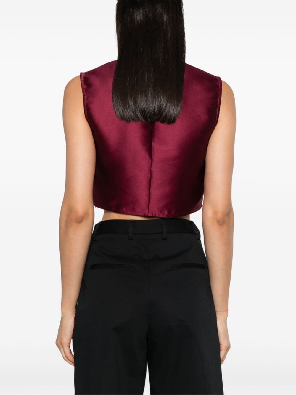 ruched sleeveless crop top - 4