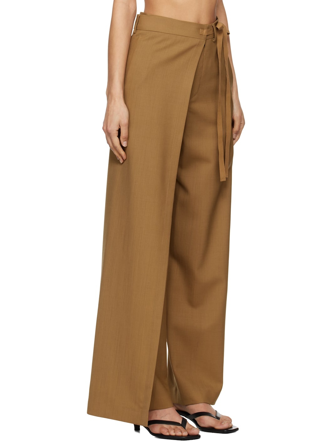 Tan Tailoring Wool Canvas Tie Trousers - 2