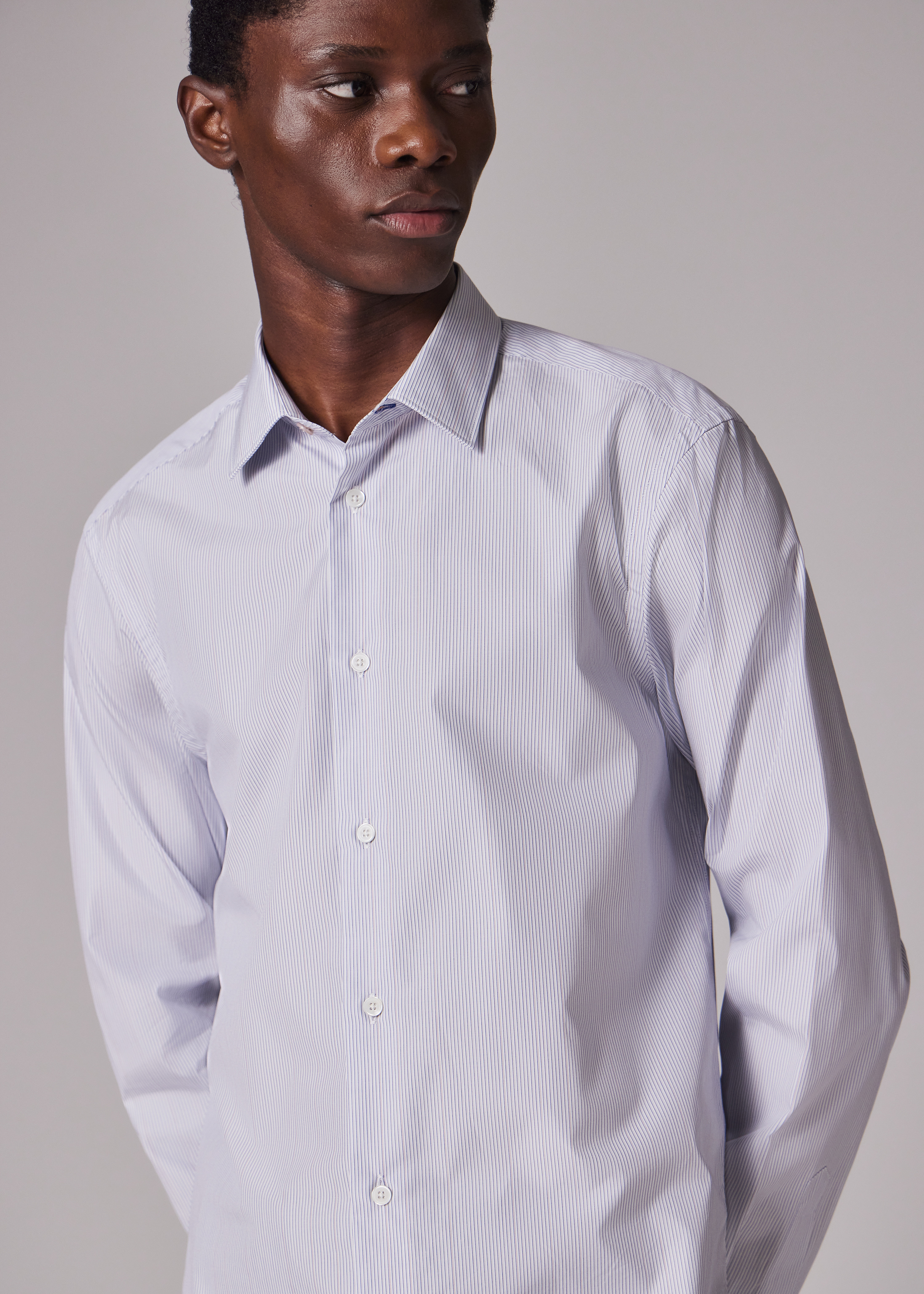 Tailored-Fit White Fine Stripe Shirt - 3