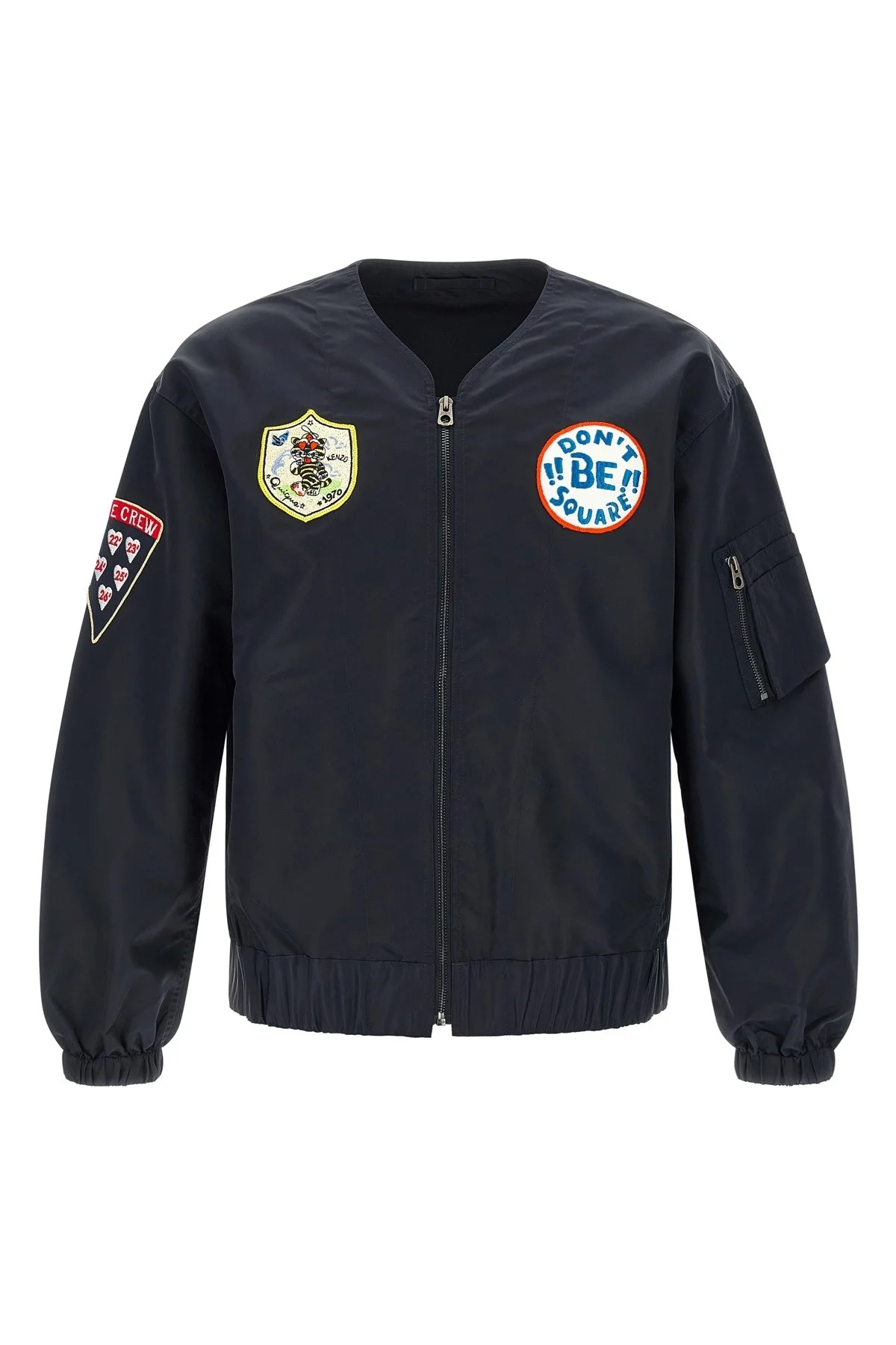 'Badges Collarless' bomber jacket - 1