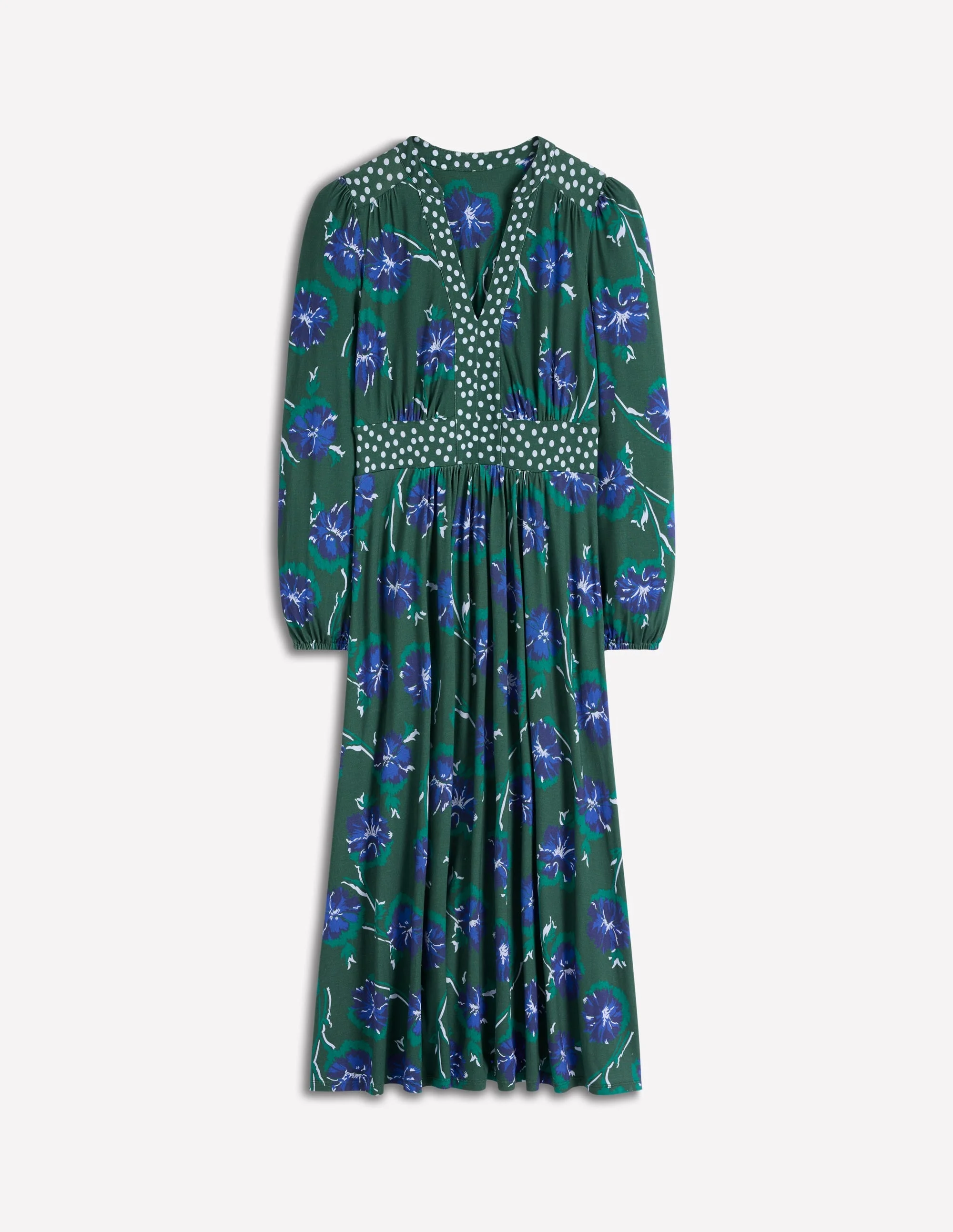 Lily Long Sleeve Midi Dress-Emerald, Delicate Carnation - 1