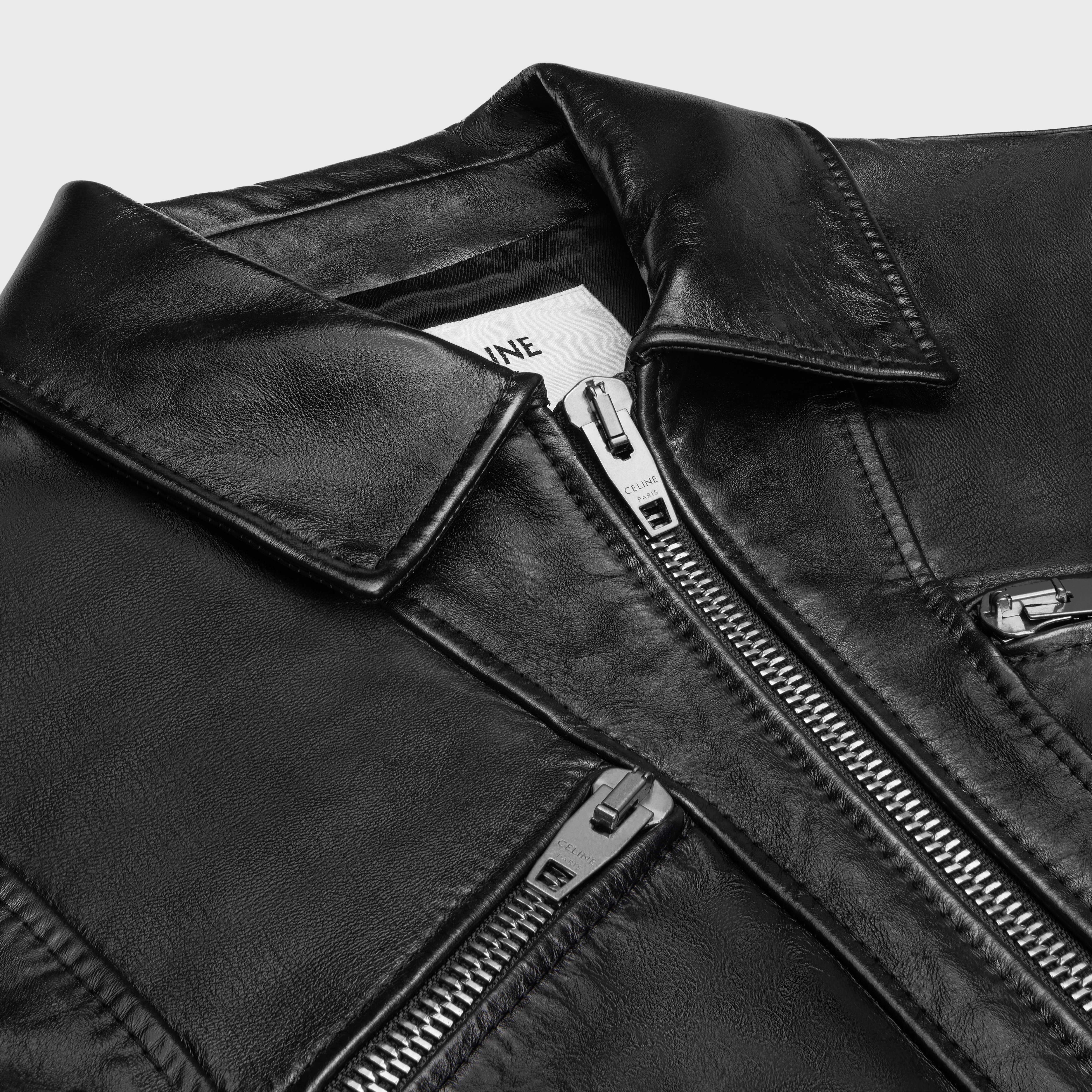 straight blouson jacket in soft lambskin - 3