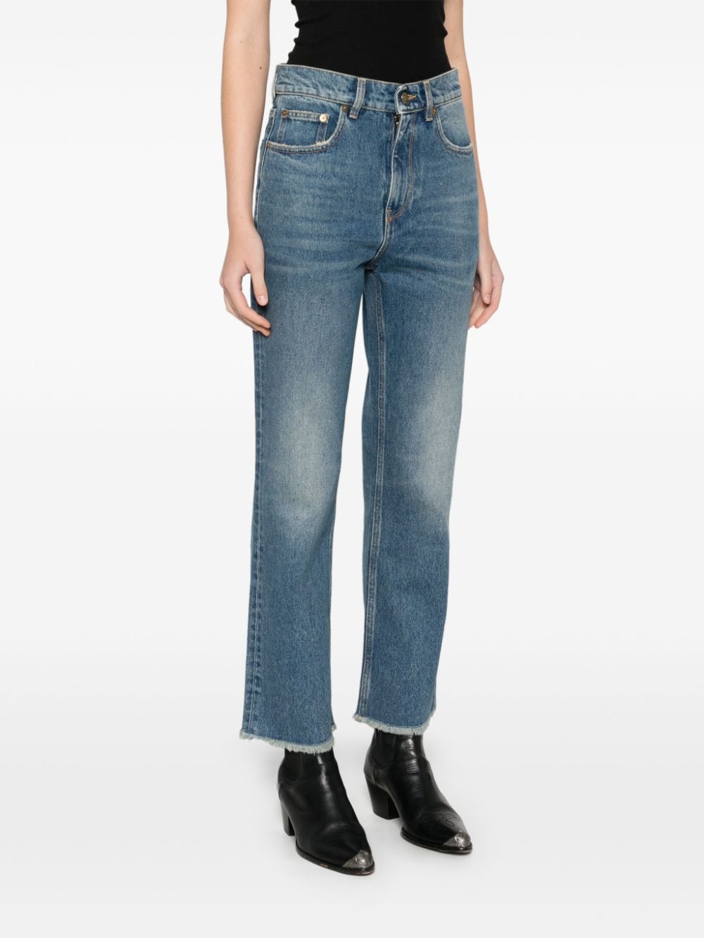 faded cropped jeans - 3