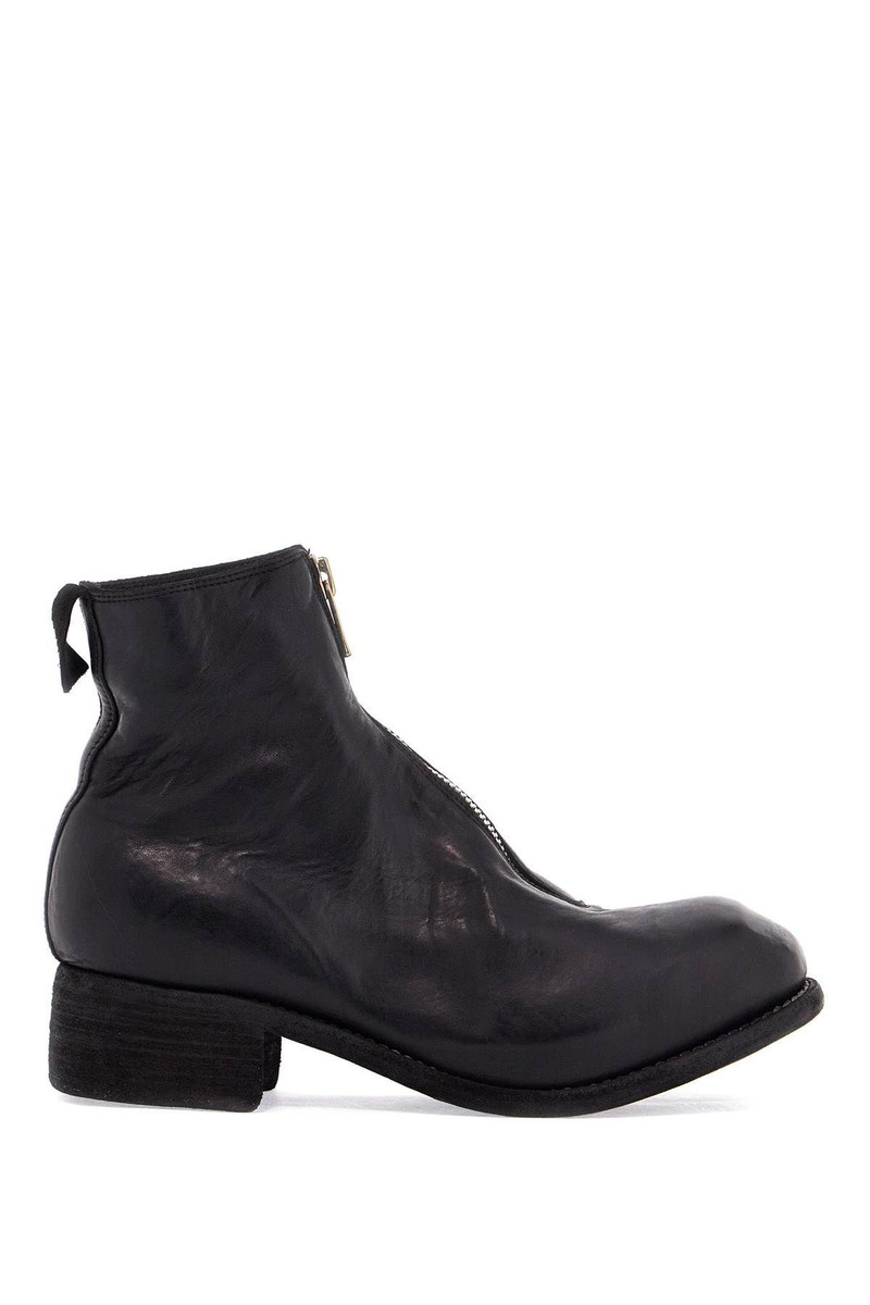 UNISEX LEATHER BOOTS IN BLACK HORSE AND CALFSKIN WITH METAL ZIP 1