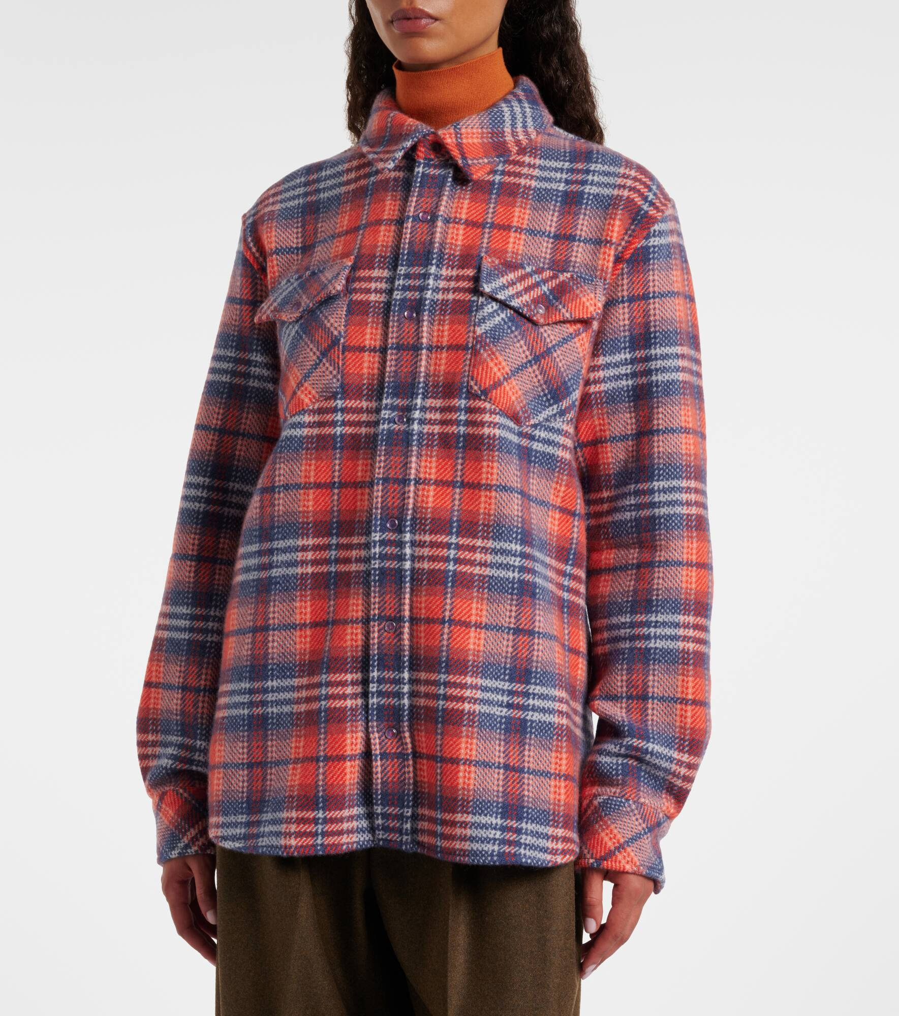 Americana plaid cashmere shirt - 6