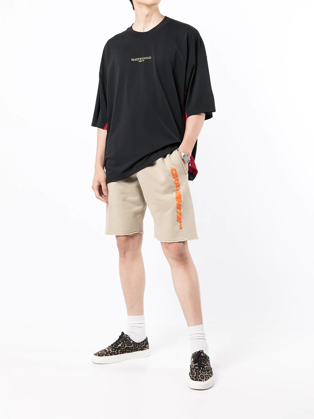 contrast-panel oversized T-shirt - 2