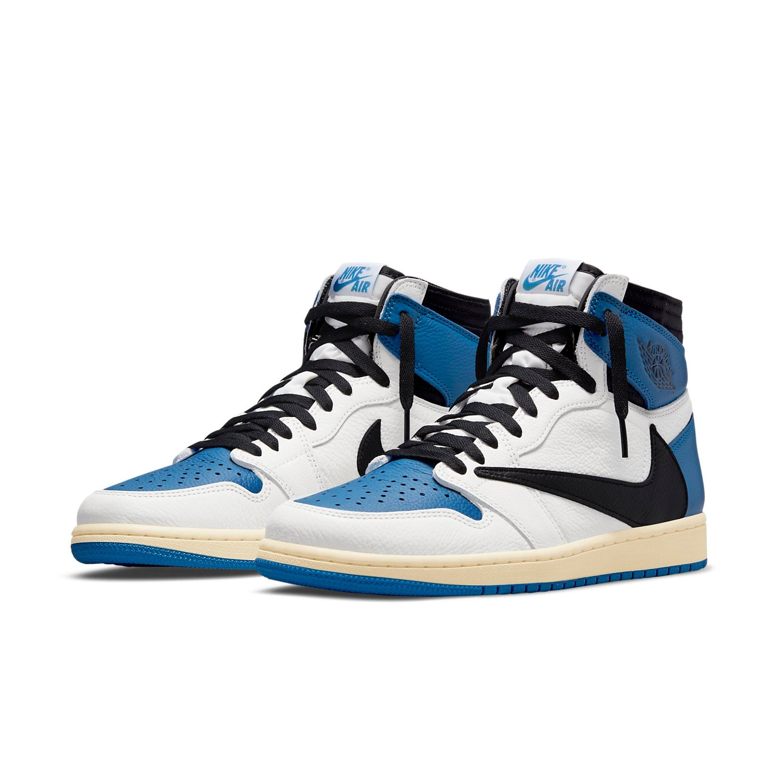 Fragment Design x Travis Scott x Air Jordan 1 Retro High 'Sail Black Military Blue' DH3227-105 - 3