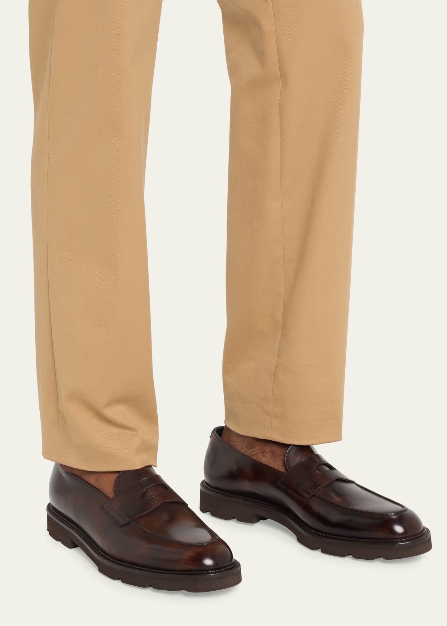 Men's Lopez Apron-Toe Leather Penny Loafers - 2