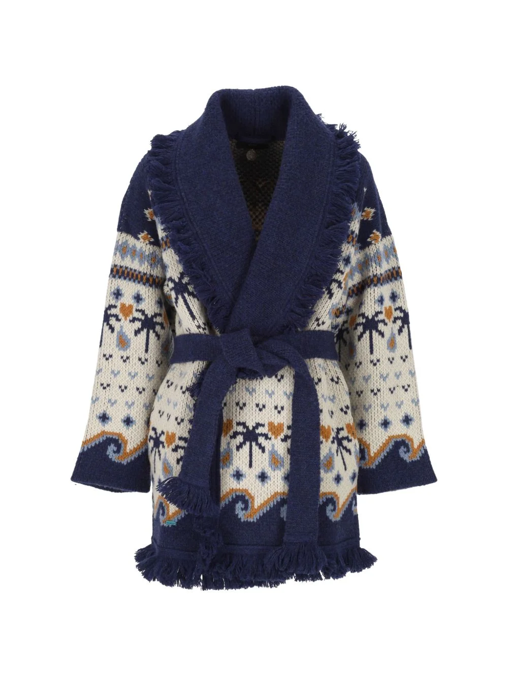 fringe-trimmed jacquard cardi-coat - 1