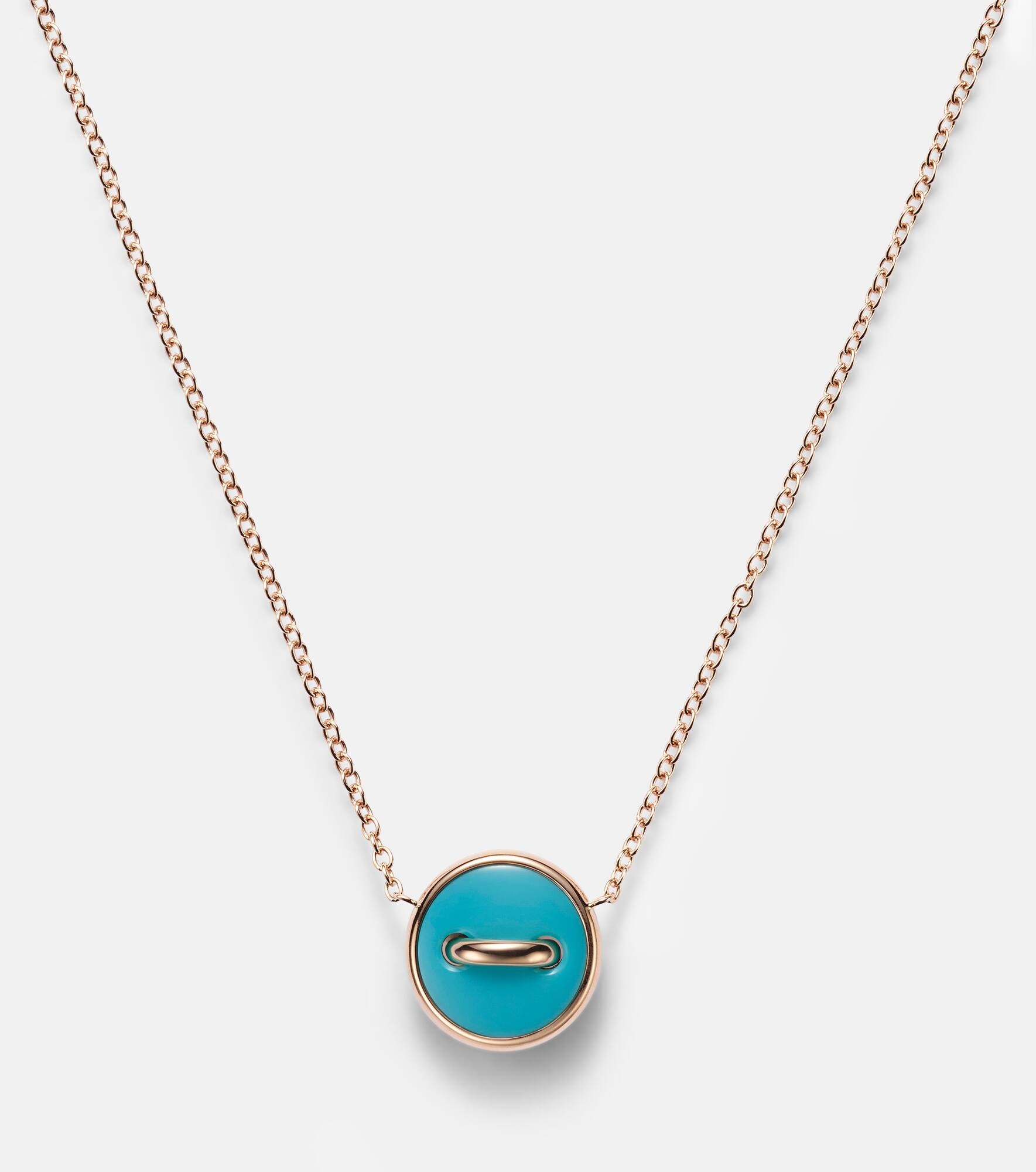 Pom Pom Dot 18kt rose gold pendant necklace with turquoise and diamonds - 7