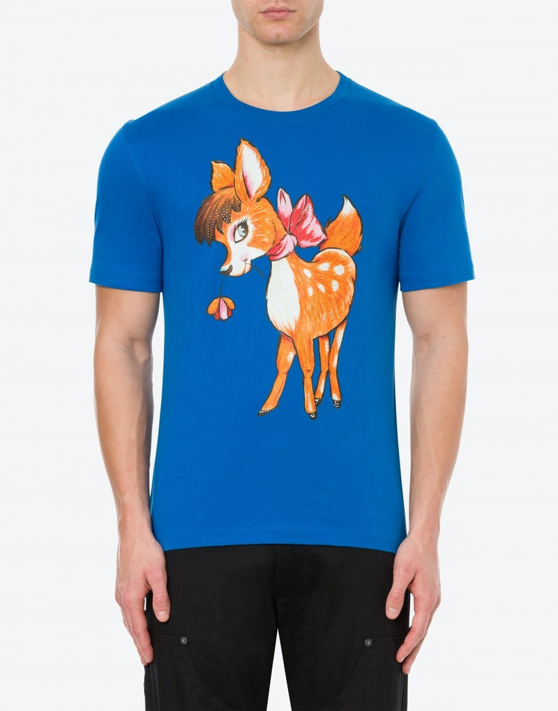Moschino ILLUSTRATED ANIMALS ORGANIC JERSEY T-SHIRT WITH RHINESTONES outlook