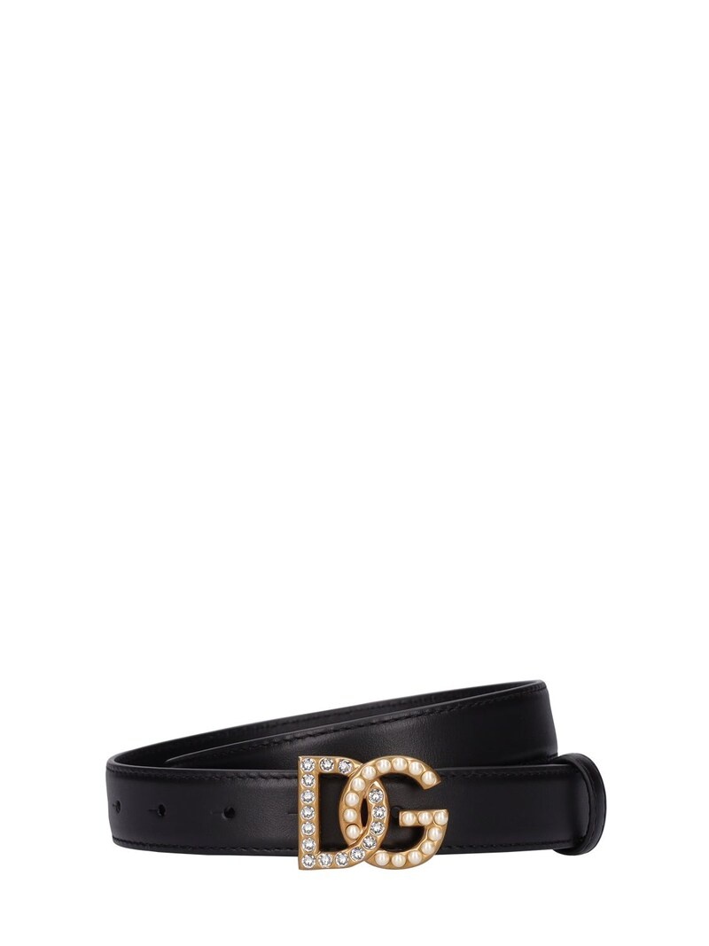 2.5 CM CRYSTAL DG SOFT LEATHER BELT - 1