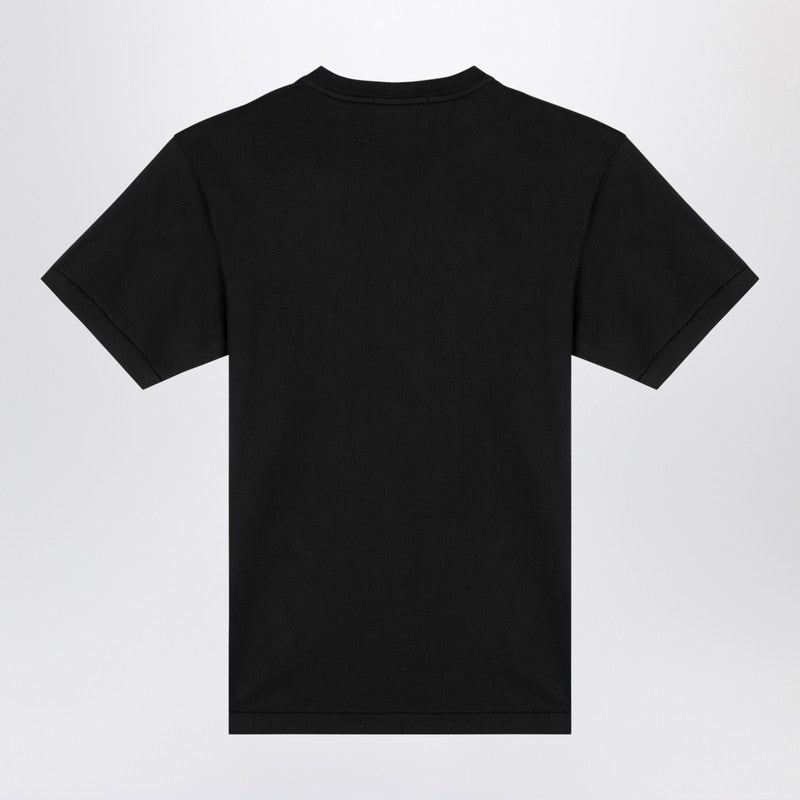 Stone Island Black Cotton T-Shirt With Logo Patch Men - 2