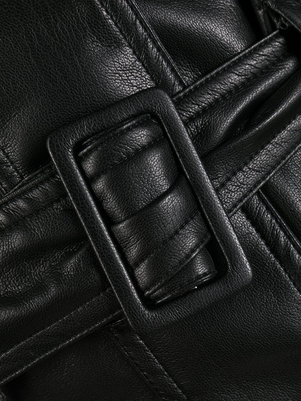 gathered faux leather coat - 7